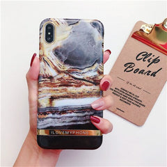 Shiny agate marble Case For iphone 7 case Glossy hard plastic case for iphone 6 6s 7 8 plus X XR XS Max phone case capa