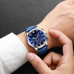 CUENA Man Wrist Watch Sport Stainless Steel Case Leather Band Quartz Analog Wristwatch Mens relojes hombre 2019 zegarek meski