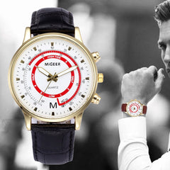 DISU Men Watch Business Leather Strap Sports Simulated Quartz Watch big dial watches for men mens wrist watches