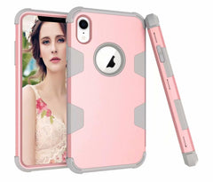 Shockproof 360 full Protect Cover Hybrid TPU+ Rubber Hard Rugged Armor Rose Gold Phone Case For iPhone XR 6 6S 7 8 Plus X