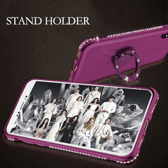 Bling Rhinestone Diamond Phone Case For iPhone XS Max XR X 8 7 6 6s Plus Soft Silicone Cover With Finger Ring Holder Stand