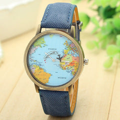 Women's Watches Best Sellers Globe Travel Map Denim Watch Minimalism Feminino Reloj Mujer Staat Zegarki Damskie Kadin Clock@50