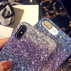 Colorful Gradient Glitter Powder Phone Cases For iPhone 8 7 6 6s Plus Case Bling Sparkle Sequins Hard PC Back Cover Shell Capa