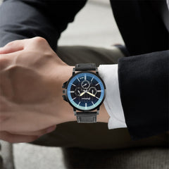 DISU Men Watch Retro Design Leather Band Analog Alloy Quartz Watch watches mens 2019 mens wrist watches