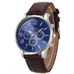 DISU Men Watch Glass Mirror Business Military Circular Dial Quartz wristwatch mens  watches mens 2019 relogios masculino