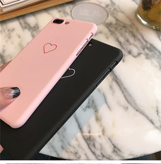Cute Simple LOVE Heart Pattern Phone Cases For iphone 8 7 6 6s Plus Case Slim Matte Hard PC Back Cover Couple Lover Fitted Cases