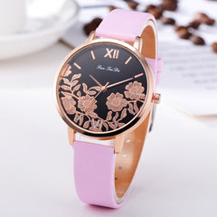 High Quality Women's Watches Plant Pattern Dial Ladies Fashion Quartz Wristwatch Leather FanTeeDa Casual Clock Reloj Mujer @50
