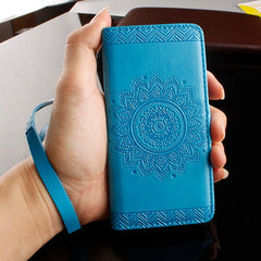 Wallet Leather Case For iPhone 8 7 6 6s Plus SE 5 5s Cover Retro Paisley Flower Mandala Henna Floral Flip Card Slot Holder Stand