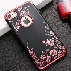 Fashion Flower Phone Cases For iphone 7 6 6s Plus Case Plating Soft TPU Silicone Cover Elegant Lady Floral Butterfly Capa