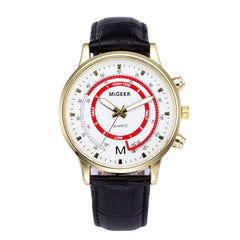 DISU Men Watch Business Leather Strap Sports Simulated Quartz Watch big dial watches for men mens wrist watches