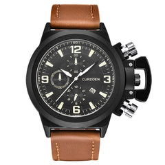 DISU Men Watch Leather Quartz Luxury Brand Waterproof Wristwatch Mens wrist watches day date relogio masculino