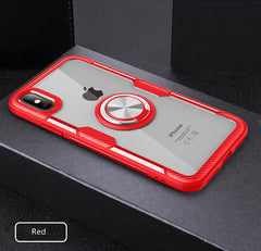 Car Magnetic Kickstand Case For iPhone X XS XR Case Metal Ring TPU Bumper Clear Back Cover For iPhone XR XS Max Anti-fall Cases