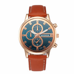 DISU Men Watch Retro Design Leather Band Analog Alloy Quartz watch mens big dial watches for men relogios masculino