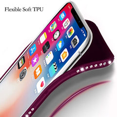 Bling Rhinestone Diamond Phone Case For iPhone XS Max XR X 8 7 6 6s Plus Soft Silicone Cover With Finger Ring Holder Stand