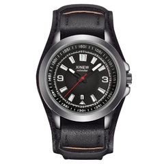 DISU Men Watch Military Quartz Leather Sports Wristwatch Mens wrist watches day date relogio masculino