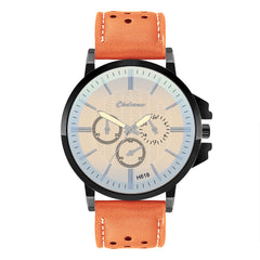 DISU Men Watch Retro Design Leather Band Analog Alloy Quartz Watch watches mens 2019 mens wrist watches