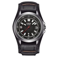 DISU Men Watch Military Quartz Leather Sports Wristwatch Mens wrist watches day date relogio masculino