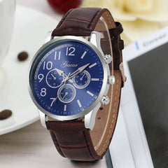 DISU Men Watch Glass Mirror Business Military Circular Dial Quartz wristwatch mens  watches mens 2019 relogios masculino