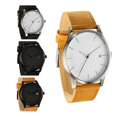 DISU Men Couple Watch Leather Band Analog Quartz Round Wrist Business watch man watches mens 2019 relogios masculino