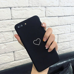 Cute Simple LOVE Heart Pattern Phone Cases For iphone 8 7 6 6s Plus Case Slim Matte Hard PC Back Cover Couple Lover Fitted Cases