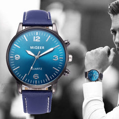 DISU Men Watch Business Leather Strap Sports Simulated Quartz watch man watches mens 2019 men wristwatch clock