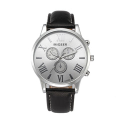 DISU Men Watch Classic Leather Strap Quartz Casual watch man big dial watches for men wristwatch mens