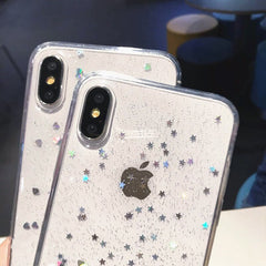 Glitter Transparent Case For iphone 11 Pro XS MAX XR X 6 6s 7 8 plus Case Glitter Star Cover Coque Case for iphone 11Pro Max Xr