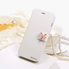 Leather Wallet Card Magnetic Flip Bling Diamond Butterfly bow knot Case For iPhone 5S SE 6 6S Plus Cases W/ Stand Holder