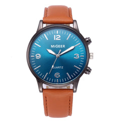 DISU Men Watch Business Leather Strap Sports Simulated Quartz watch man watches mens 2019 men wristwatch clock