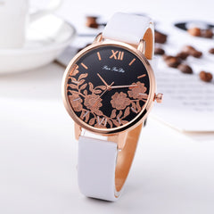 High Quality Women's Watches Plant Pattern Dial Ladies Fashion Quartz Wristwatch Leather FanTeeDa Casual Clock Reloj Mujer @50