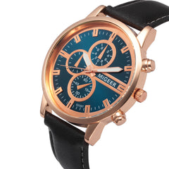 DISU Men Watch Retro Design Leather Band Analog Alloy Quartz watch mens big dial watches for men relogios masculino