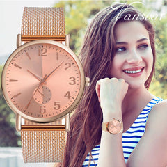 Casual Women Watche Fashion Glass Gemstone Dial Ladies Quartz Wristwatch Rose Gold Mesh Strap Sport  Clock Relojes Para Mujer@50