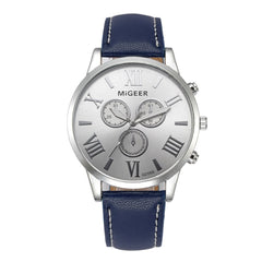 DISU Men Watch Classic Leather Strap Quartz Casual watch man big dial watches for men wristwatch mens