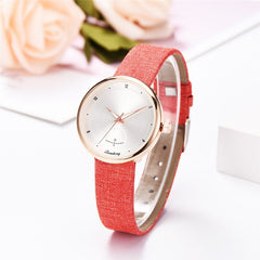 Beat Selling  Women's Watches Fashion  Golden Border Dial Ladies Quartz Wristwatch  Leather  Strap Clock Simple Reloj Mujer @50