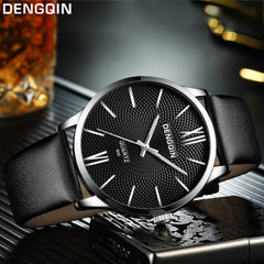 DISU Man Wrist Watch Luxury Quartz Military Stainless Steel Dial Leather Band wristwatch mens watches mens 2019 men watches
