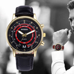 DISU Men Business Watch Leather Strap Sports Simulated Quartz Wristwatch Mens watches mens 2019 clock men