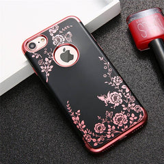 Fashion Flower Phone Cases For iphone 7 6 6s Plus Case Plating Soft TPU Silicone Cover Elegant Lady Floral Butterfly Capa