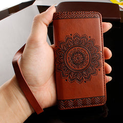 Wallet Leather Case For iPhone 8 7 6 6s Plus SE 5 5s Cover Retro Paisley Flower Mandala Henna Floral Flip Card Slot Holder Stand