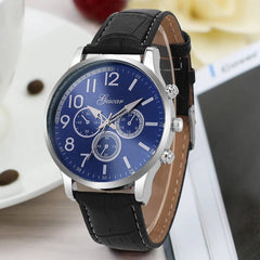 DISU Men Watch Glass Mirror Business Military Circular Dial Quartz wristwatch mens  watches mens 2019 relogios masculino