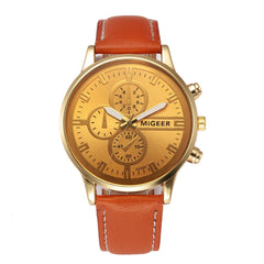 DISU Men Watch Retro Design Leather Band Analog Alloy Quartz watch man big dial watches for men wristwatch mens