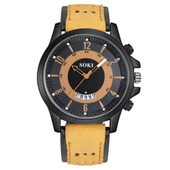 SOKI Men Watch Luxury Fashion Silica Gel Leather Quartz Analog watches men wrist watches day date relogios masculino