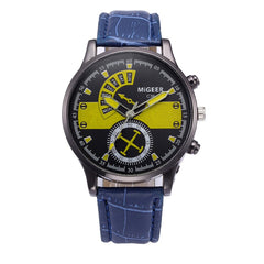 DISU Men Watch Fashion Casual Stainless Steel Leather Strap watches men new arrival in men wrist watches relogios masculino