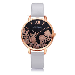 High Quality Women's Watches Plant Pattern Dial Ladies Fashion Quartz Wristwatch Leather FanTeeDa Casual Clock Reloj Mujer @50