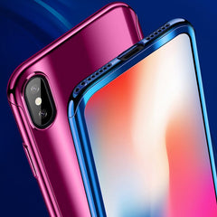 Plating Mirror 360 Case For iphone X 8 7 6 6s Plus 5 5s SE Cover Slim Full Body Protection Hard PC Cases With Glass Film