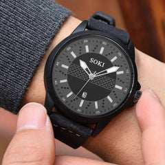 SOKI Man Wrist Watches NEW Sport Watches Quartz Leather Watch Mens Reloj Hombre 2019 Men Wristwatch Clock zegarek meski
