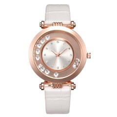 Distinctive Disc Glass Mirror Women's Watches Leather Strap Quartz Wristwatch Minimalism Bayan Kol Saati Temperamental Clock@50