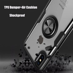 Car Magnetic Kickstand Case For iPhone X XS XR Case Metal Ring TPU Bumper Clear Back Cover For iPhone XR XS Max Anti-fall Cases
