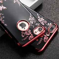 Fashion Flower Phone Cases For iphone 7 6 6s Plus Case Plating Soft TPU Silicone Cover Elegant Lady Floral Butterfly Capa
