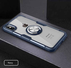 Car Magnetic Kickstand Case For iPhone X XS XR Case Metal Ring TPU Bumper Clear Back Cover For iPhone XR XS Max Anti-fall Cases