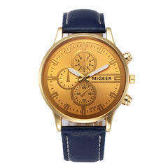 DISU Men Watch Retro Design Leather Band Analog Alloy Quartz watch man big dial watches for men wristwatch mens